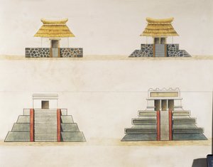 Historical reconstruction of buildings in Tenochtitlan by School Mexican