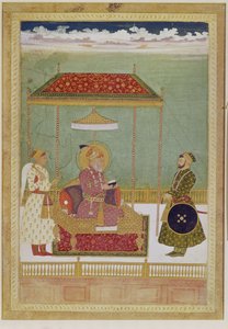 Portrait of Shah Aurangzeb with a Man, Possibly Ashraf Khan (early 18th century) by School Mughal