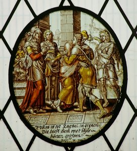 Roundel: Tobias arrives at Ecbatana