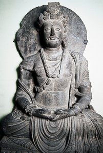 Stone sculpture depicting Buddha, Gandhara art, Peshawar, Pakistan by School Pakistani