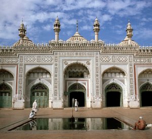 View of the Mohabbat Khan 17th-century mosque