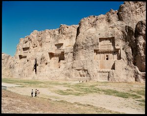 View of the Necropolis and the Four tombs belonging to Achaemenid kings by School Persian