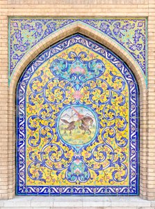 Tilework at the Golestan palace, Tehran, Iran by School Qajar