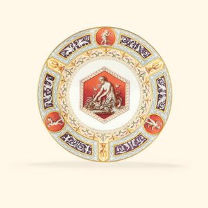 A porcelain dinner plate from the Raphael Service, the centre depicting a mermaid by School Russian