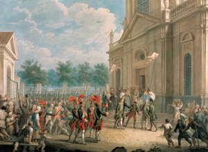 Catherine II on The Staircase of The Kazan Cathedral, Greeted by the Clergy on the Day of Her Accession to the Throne, June 28, 1762 by School Russian