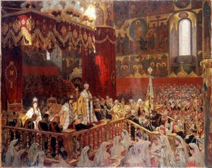 Coronation of Nicholas II in 1896 in Ousensky Cathedral in Moscow