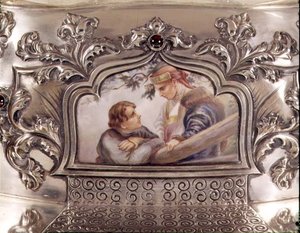 En Plein enamelled plaque from Russian silver centrepiece, late 19th century by School Russian