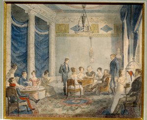 The Salon of Olenin Family in Priyutino by School Russian