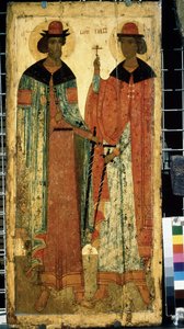Saints Boris and Gleb, Sons of Vladimir I of Kiev by School Russian