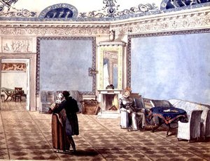Neo-Classical Blue Drawing Room in St. Petersburg by School Russian