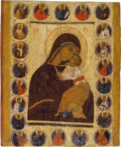 Our Lady of Tenderness with Selected Saints by School Russian