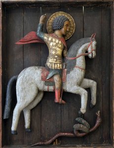 Russian Icon: Saint George and the Dragon by School Russian