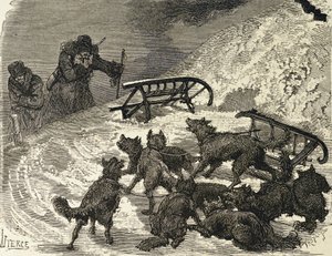 Siberia. Sleigh overturned by School Russian