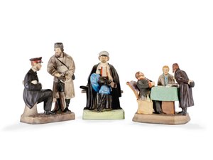 Three porcelain figure groups by the Gardner Porcelain Factory, late 19th century