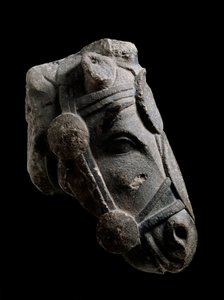 Horse Head, Stone Sculpture from Fuente la Higuera by School Spanish