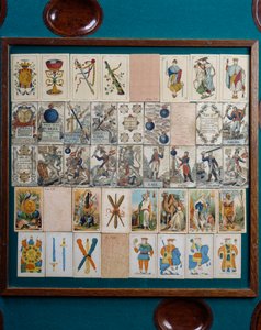 Playing cards, Detail from Catalan card table, Spain
