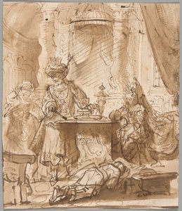 The Degradation of Haman before Ahasuerus and Esther by School of Rembrandt van Rijn