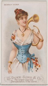 Roman Horn, from the Musical Instruments series N82 for Duke brand cigarettes, 1888