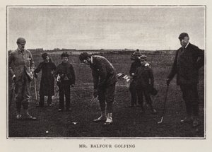 British Conservative politician Arthur Balfour playing golf