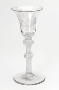 Engraved Jacobite Airtwist Drinking Glass