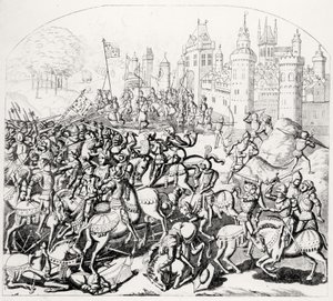 King David of Scotland (1084-1153) comes with a great army before Newcastle-upon-Tyne, 1138 by Scottish School