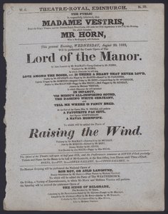 Theatre Programme for the Theatre Royal, Edinburgh, 20 August 1823 by Scottish School