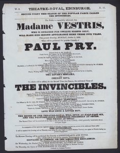 Theatre programme for the Theatre Royal, Edinburgh, 5 October 1829 by Scottish School
