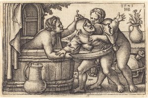 Clown and Two Women Bathing