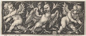 Horizontal Panel with an Eagle Flanked by Two Genii