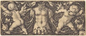 Ornament with Armour and Two Genii