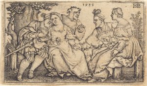 Two Loving Pairs with Clown by Sebald Beham