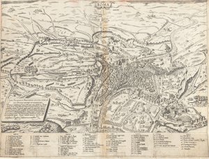 Topographical Map of Modern Rome by Sebastiano di Re after Giovanni Antonio Dosio