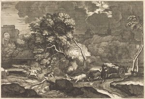 Landscape with a Frightened Wagoner by Sébastien Bourdon