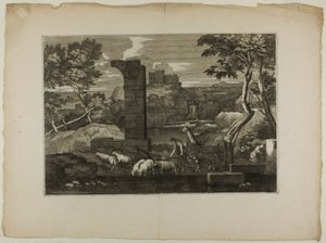 Landscape with a Shepherd and His Flock by Sébastien Bourdon