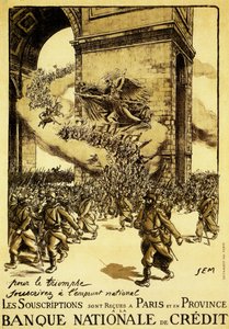 Political Poster. France. 1917. In the Name of the Triumph, Adhere to the National Loan. by Sem (1863 1934)