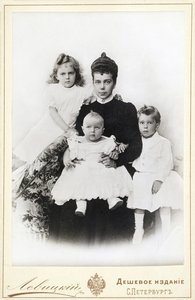 Grand Duchess Xenia Alexandrovna of Russia with children Irina Alexandrovna, Andrei, 1903 by Sergei Lvovich Levitsky