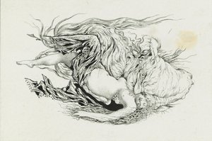 Chernomor and Lyudmila. Illustration to the poem Ruslan and Lyudmila by A. Pushkin by Sergei Vasilevich Chekhonin