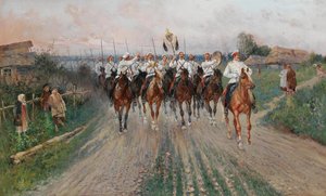 A Band Goes Through the Village by Sergey Semyonovich Voroshilov