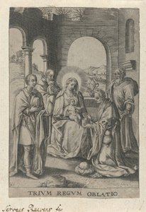 Adoration of the Kings (title on object) Trium Regum Oblatio by Servatius Raeven