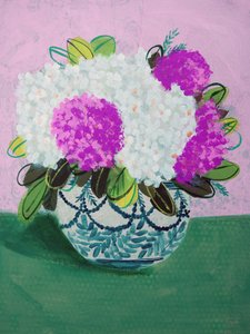Colorful Hydrangea Vase by Shelley Hampe