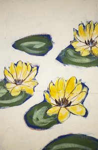 Golden Water Lilies by Shelley Hampe