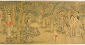 Women and Children in a Garden by Shi Wang