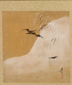 Birds in Snow from Album of Paintings by the Venerable Zeshin by Shibata Zeshin