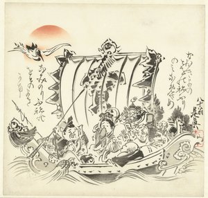 Seven Seasick Gods of Fortune by Shibata Zeshin