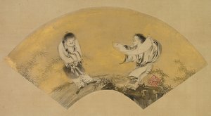 Hanshan and Shide Kanzan and Jittoku, mid-1500s by Shikibu Terutada