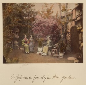 A Japanese Family in Their Garden
