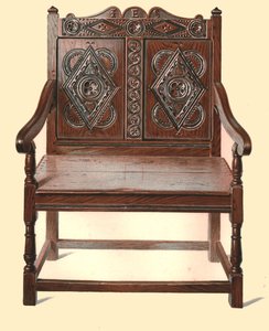 Welsh oak double chair, 1904 by Shirley Charles Llewellyn Slocombe