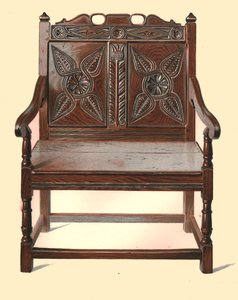 Welsh oak double chair by Shirley Charles Llewellyn Slocombe