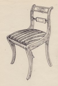 Chair with striped seat by Shirley Markham