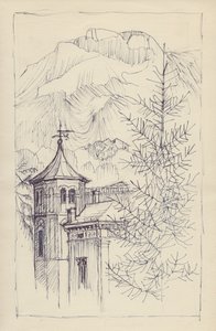 Church and Mountains, Italy